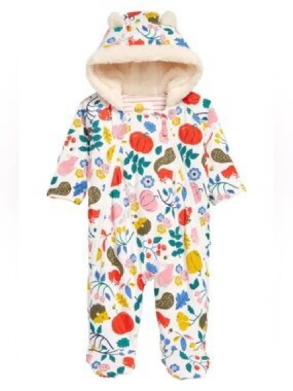 Baby Boden Woodland Floral Animal Bunting Snowsuit 0-3 months